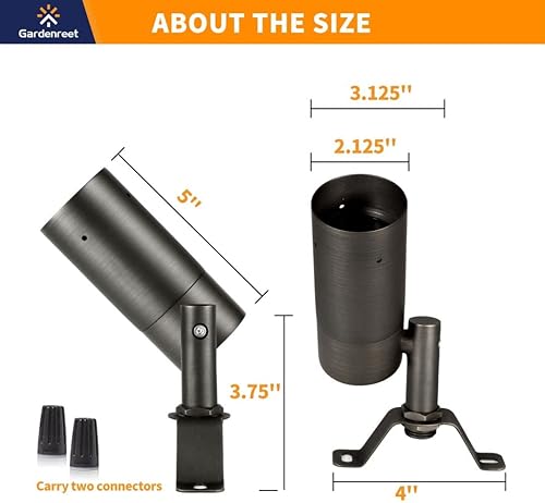 Miniatura 5 de Gardenreet Focos Downlights de latón de bajo voltaje, luces LED de 12 V para exteriores, para árbol, jardín, patio, arquitectónico con bombilla LED