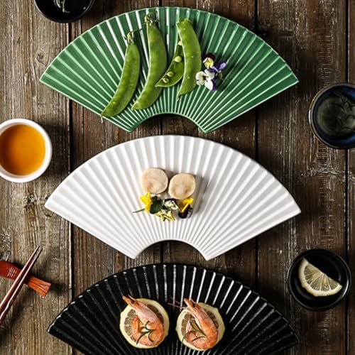 Plato para sushi Alipis cerámico 11 pulgadas forma abanico miniatura 4