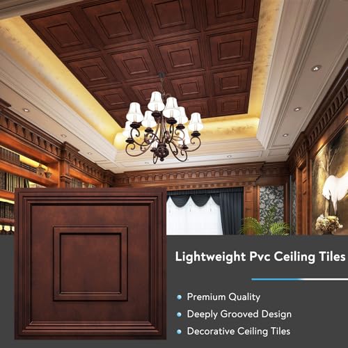 image for STICKGOO Glue Up Ceiling Tiles, 24x24 Inch PVC Decorative Drop Ceiling