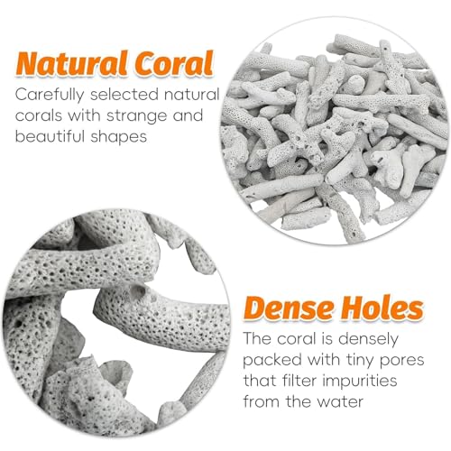 Image of PINVNBY 2.2lb /1000g Crushed Coral for Freshwater Aquarium Fish Tank Crushed Coral Filter for Aquarium with Mesh Bag Reusable Filter Media to Raise pH