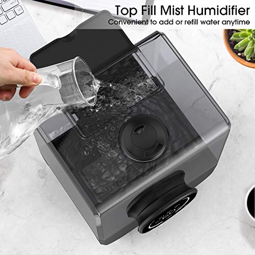 Cool Mist Humidifier, Ultrasonic Air Humidifiers for Bedroom Baby Home, 5L Top Fill Large Humidifier with LED Touch Display, Adjustable Mist Levels, Timer, Auto Shut-Off, Sleep Mode, Ultra Quiet - Thumbnail 4