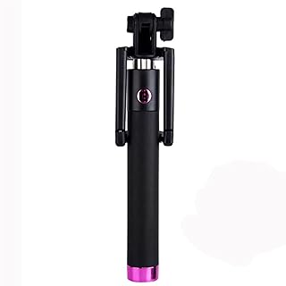 SCRUBY Palos de selfie portátiles, ligeros, extensibles, con cabeza de bola, monopié, palo de mano para selfie (rosa intenso)