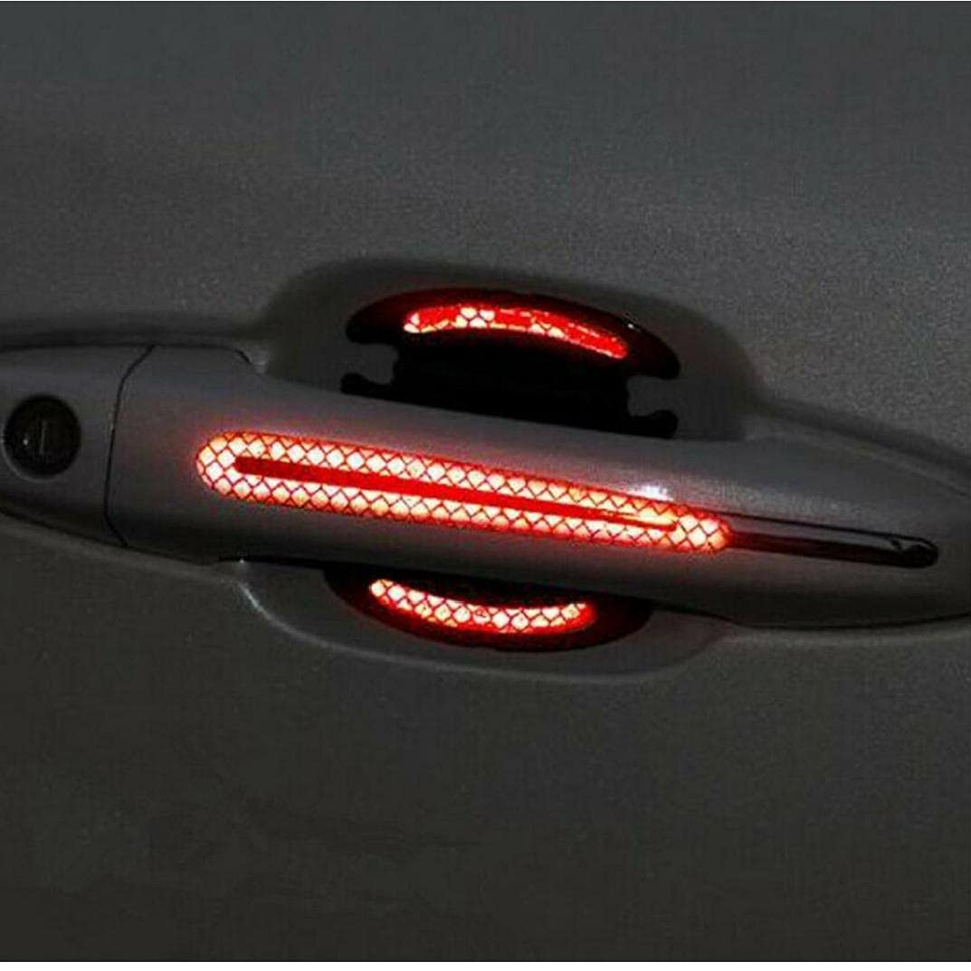 8 Pcs Car Door Handle Cup Cover Protection Film Pad Auto Outdoor Safety Reflective Strips Stickers