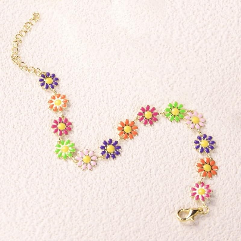 Miniatura 3 de Collar de margaritas y pulsera para mujer, gargantilla de margarita esmaltada bohemia, hecha a mano, margarita dorada, girasol, margarita,