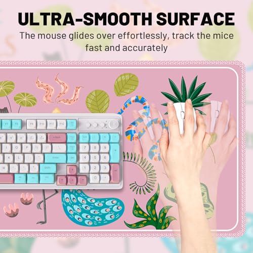 AIMSA Large Pink Mouse Pad for Desk, Computer Desk Mat for Keyboard and Mouse, Jungle Animals Gaming Computer Mat, Smooth Desktop Pad for Office Home — view 3