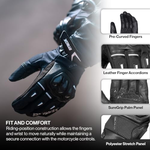 Rynox Delta GT Semi-Gauntlet Gloves Black Large - Image 8