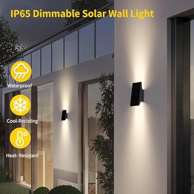 Solar Outdoor Lights Solar Wall Lights Solar Sconce Lights 3000K Up and Down