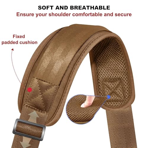 Image of ZINZ 74 inch Shoulder Strap with Fixed Pad and Dual Balanced Buckles,Khaki