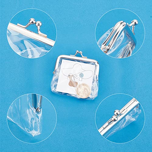 Image of GORGECRAFT Clear Purses Transparent Change Purses Waterproof PVC Jelly Wallets Iron Kiss Lock Pouches Card Holders for Women Credit Cards Cash Carrying Your Change Supplies