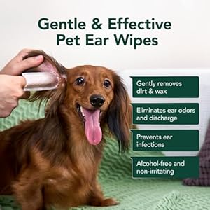 Dog Ear Cleaner Finger Wipes - Gently Remove Ear Wax & Debris, Relieve Ear Itching & Inflammation - Soothing Cleansing Deodorizing Ear Care Wipes for Cat and Dog (50 Pcs, Unscented) Dog Ear Cleaner Finger Wipes Gently Remove Ear Wax Debris Relieve Ear Itching Inflammation Soothing Cleansing Deodorizing Ear Care Wipes for Cat and Dog 50 Pcs Unscented