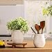 Ceramic Flower Vase Home Decor - 7.1 Inch White Rustic Table Flowers Vases Living Room Bedroom Plant Decoration Modern Farmhouse Vintage for Kitchen Shelf Office Coffee Dining Desk House Women
