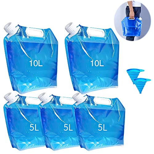Jooheli Wasserkanister Faltbar, 4 Stück (2 x 5L + 2 x 10L) Faltkanister,...