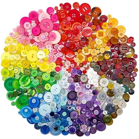 500-700 PCS Assorted Mixed Color Resin Buttons 2 and 4 Holes Round Craft for Sewing DIY Crafts Children's Manual Button Painting,DIY Handmade Ornament Cover