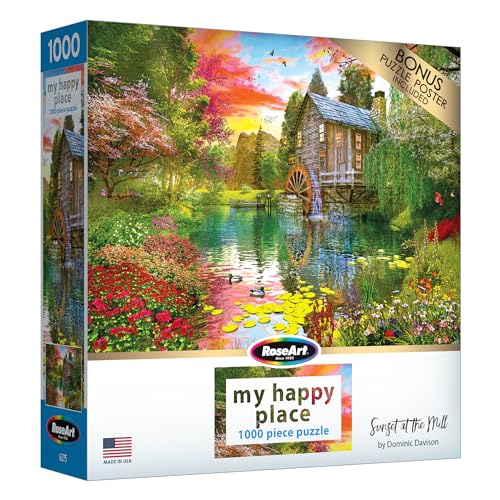 RoseArt - My Happy Place - Sunset at The Mill - 1000 Piece Jigsaw Puzzle for Adults