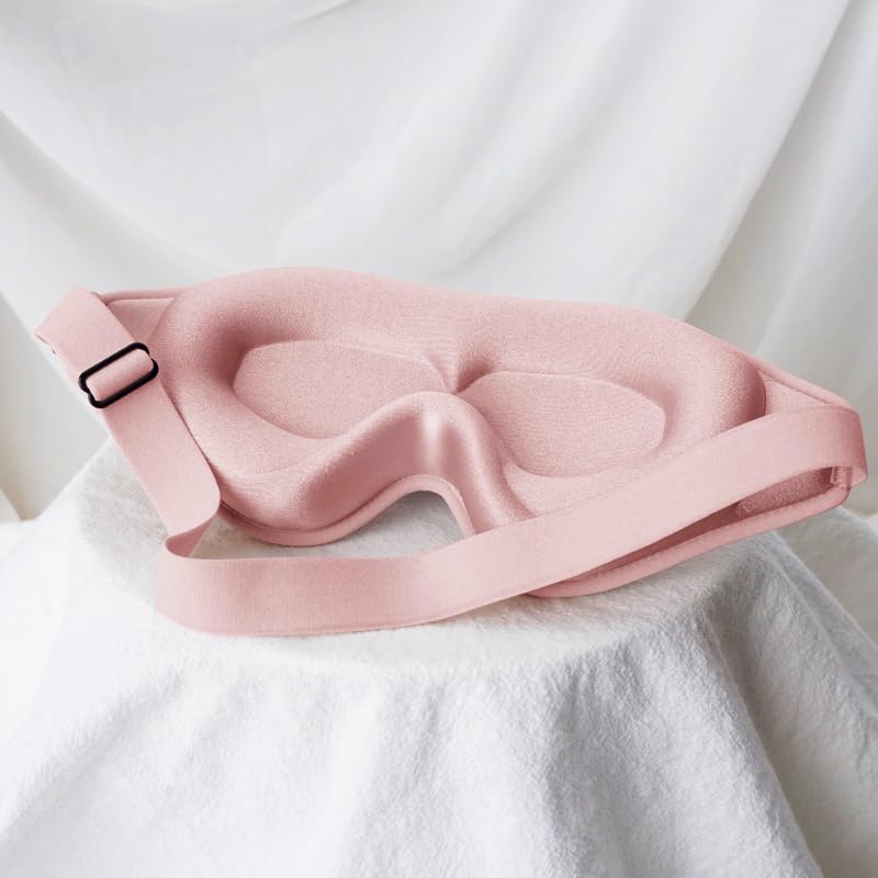 Image of 3D Sleep Mask for Women & Men - Ultra-Soft Contoured Eye Mask Blindfold, Adjustable Strap, Lightweight Memory Foam, 99% Shading Rate, Breathable & Comfortable for Sleep, Travel, Shift Work - PINK