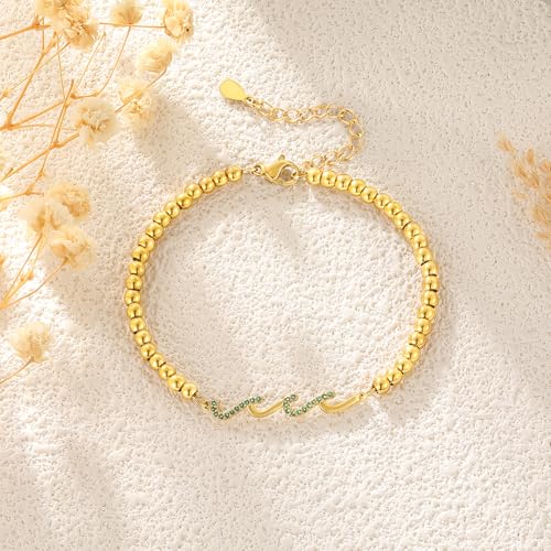 Image of Gift for Daughter Sister Bestie Friends Mom The Waves of Life We've Through Together Wave Bracelet Women Birthday Retirement Insprational Gifts for Her