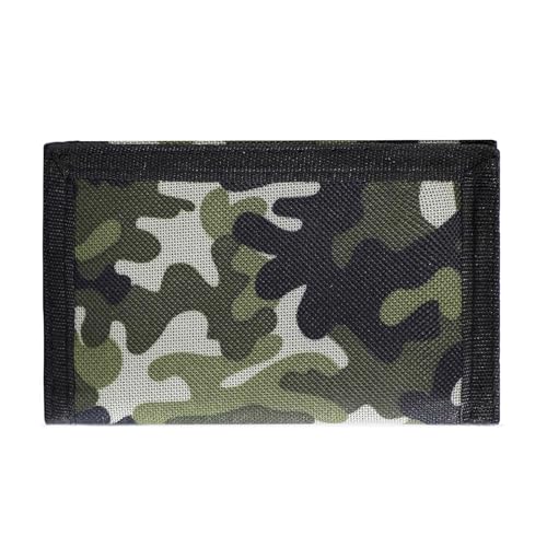 Camo Wallet for Boys, Trifold Design with Secure Zipper Closure, RFID Blocking, Multiple Card Slots and Coin Pocket for Cash - Quttly