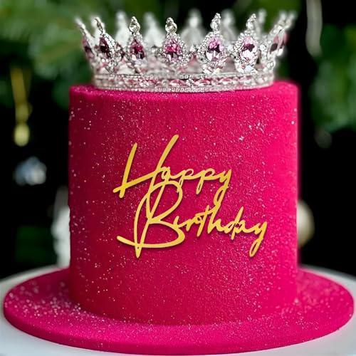 Beautiful Crystal Large Crown Cake Decoration Crown Cake Topper for Birthday Party Cake Decorations