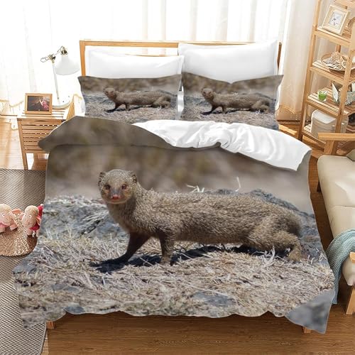 Parure de Lit 240x280 Suricate en Impression 3D Grise pour des Nuits Douces - 2