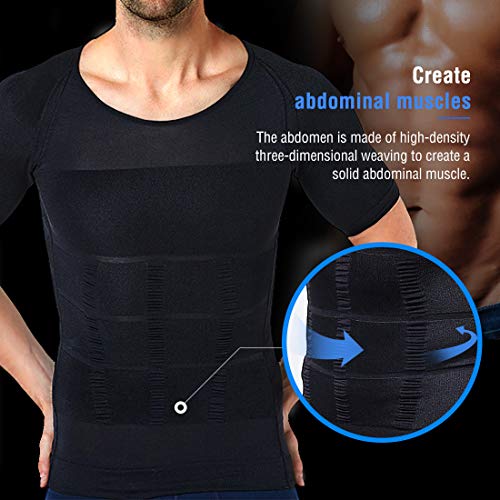 NonEcho Mens Slimming Body Shaper Seamless Compression Shirt Tummy Control Slimmer Shapewear Gynecomastia Undershirt3