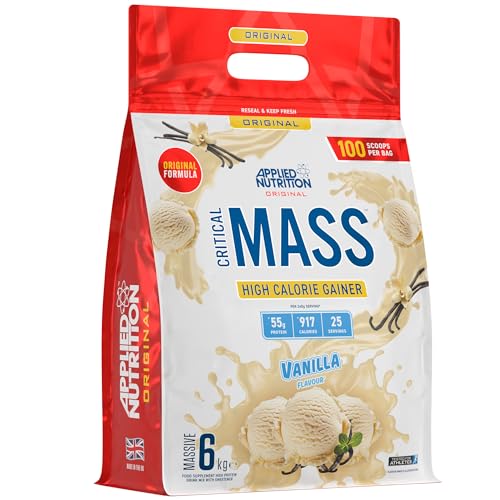 Applied Nutrition Original Critical Mass – Weight Gainer with MCT Powder, High Calorie Protein Powder Mass Gainer (6kg – 25 Servings) (Vanilla)