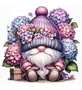 Ekuxom Hydrangea Gnome Diamond Art Kits for Adults, Gnome Diamond Painting Kits, Round Full Drill...