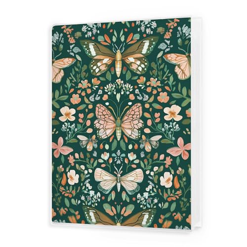 Image of Photo Album 4x6, Green Moth Butterfly Botanical Art Nouveau 18 Pockets Small Picture Memory Book Photo Album Keepsake for Graduation Wedding Anniversary Travel Vacation