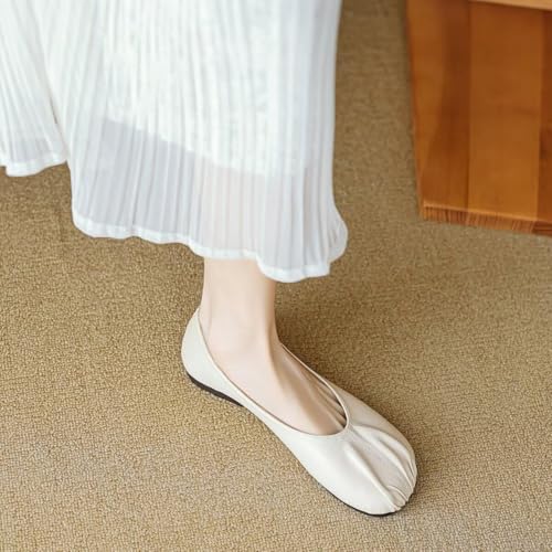 Women's Comfortable Round Toe Flat Shoes Slip On Shallow Ballet Flats Comfortable Anti-Slip Soft-Soled Work Loafers4