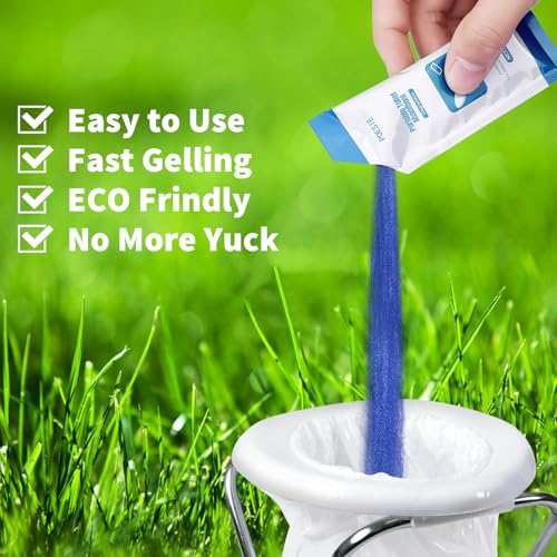 Poesie 50 Packets Poo Urine Powder for Portable Toilet Eco Absorbent Gel for Outdoor Recreation and Home Emergency Toilet Waste Gelling and Deodorizing Powder