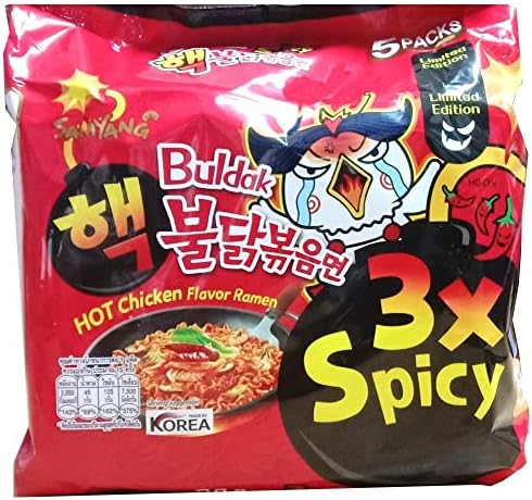 Samyang 3X Spicy Buldak Hot Chicken Flavour Instant Korean Noodles -(140 g, Multi Pack of 5)