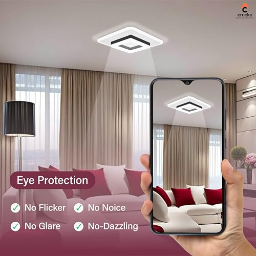 Image of 50W LED Ceiling Surface Light | 3-in-1 Colour Modes (Warm /Cool /Natural) | Bright Decorative Panel Light for Bedroom, Living Room, Kitchen, Hall & Office (Square)