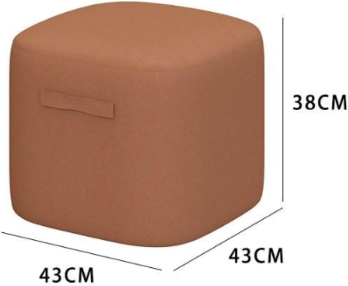オットマンデスク下 足置き スクエアフットスツール ロースツール ハンドルデザイン ソフトファブリック 家庭用 玄関 寝室適用(Wh