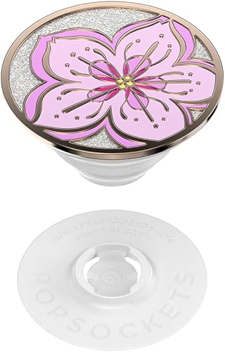 Miniatura 4 de PopSockets Agarre para teléfono con soporte expandible, agarre adhesivo, esmalte - flor de cerezo con purpurina