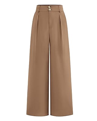 BTFBM Women Wide Leg Dress Pants 2026 High Waisted Button Pleated Business Casual Trousers Office Work Palazzo Pants