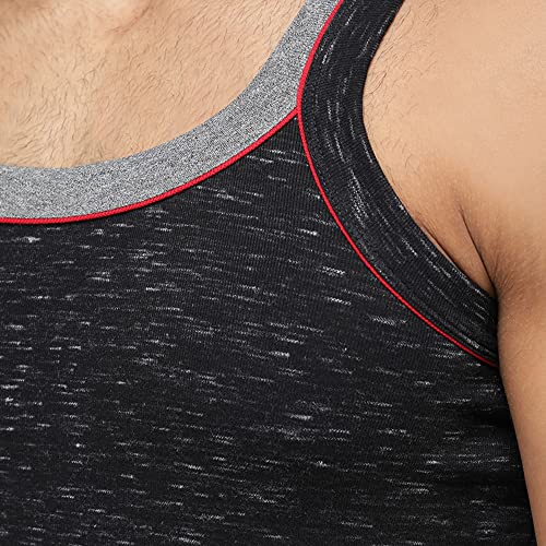 Image of sporto Men's Round Neck Solid Vest, 100% Super Combed Cotton, Ultra Light, Sleeveless - Combo Pack