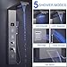 MENATT LED Shower Panel, 5-in-1 Shower Tower System, Rainfall & Waterfall Shower Head, Massage Jets, Tub Spout, Handheld Shower (Brushed)