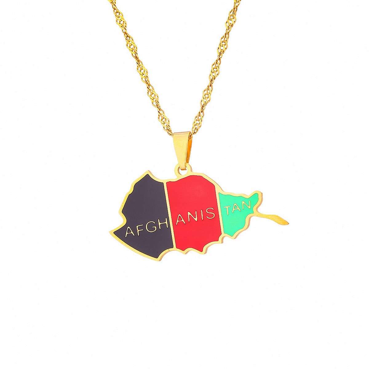 HafritaAfghanistan Map Flag Pendant Chain Necklaces Afghan Maps Flag Pendant Necklaces
