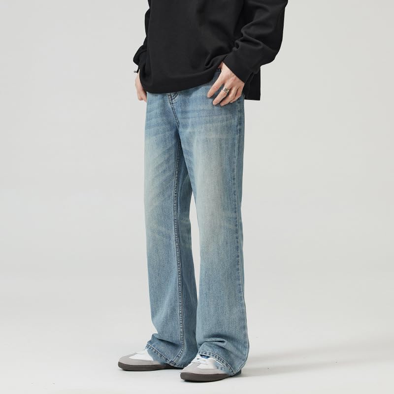 Men's Jeans American Street Sky Blue Denim Casual Elastic Waist Pants2