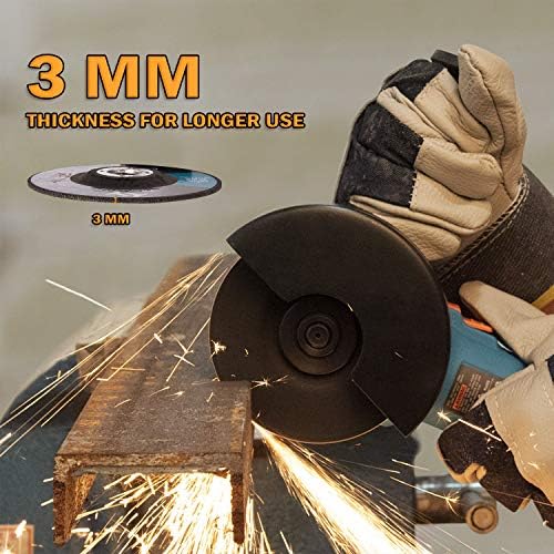 Angle Grinder 860W Tilswall 125mm Side Disc Grinder 12000RPM Tool with 3 Cut Off and 2 Grinding Polishing Abrasive Wheels [Energy Class A+++]