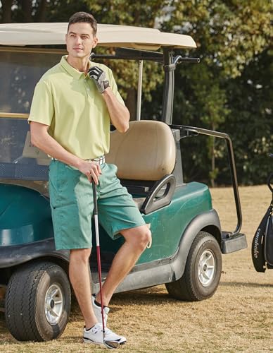 PULI Bermuda masculina híbrida de golfe, 17,8 cm, elástica, frente plana, secagem rápida, leve, de s
