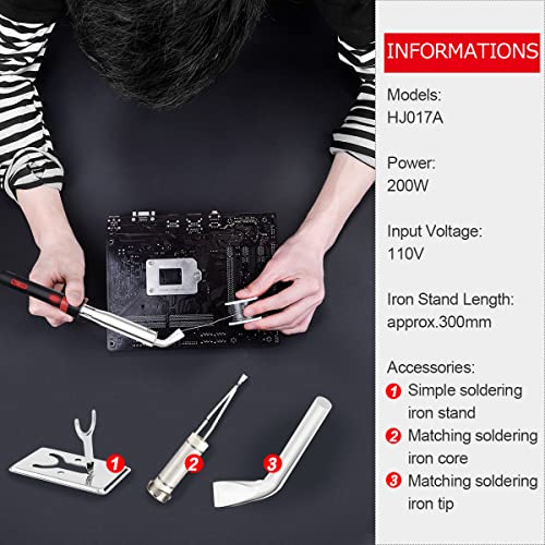Gogopanda 80-300W Handmade Industrial Soldering Iron Set, Pointed Elbow (200Wbend) #TOP1
