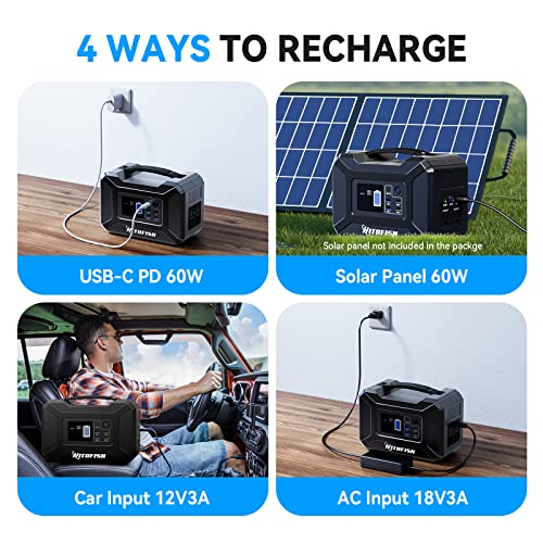 Portable Power Station, 296Wh Outdoor Backup Lithium Battery Solar Powered Generator (Solar Panel Not Included), 110V/300W Pure Sine Wave Ac Outlet Power Bank For Camping Home Use Hunting Emergency #TOP1