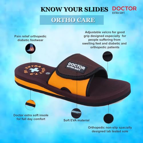 Image of DOCTOR EXTRA SOFT Women's Care Orthopaedic and Diabetic Adjustable Strape Super Comfort Dr Sliders Flipflops and House Slippers for Women's & Girl's Slides D-52