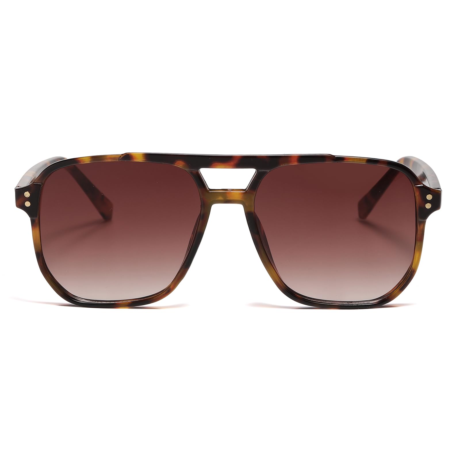 YAMEIZE Occhiali da Sole Pilota per Donna Uomo Retro Vintage Occhiali da Sole Quadrati Grandi Doppio Ponte Anni 70 UV400