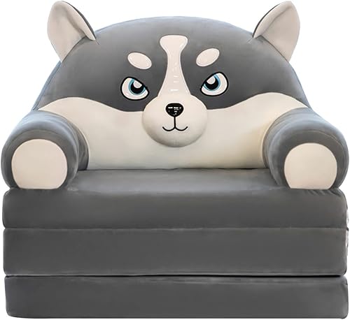 GURSAC Sofá plegable de felpa para niños, sillón plegable 2 en 1, sofá plegable para niños, lindo sofá de dibujos animados, sofá de niños, sofá