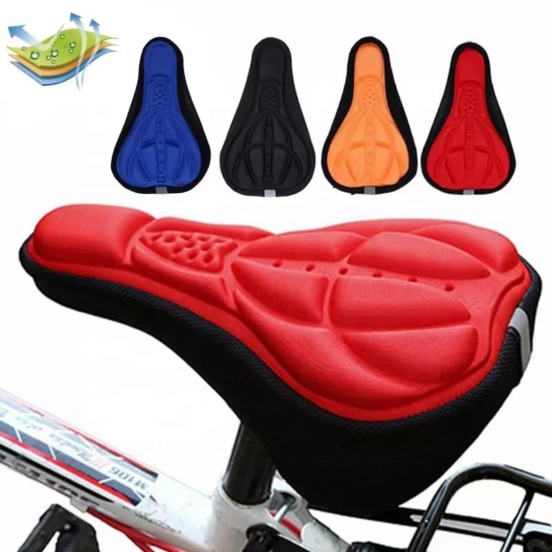 AIUOUS Fahrradsattel Kinder Fahrräder Fahrrad Sitzpolster Jungen & Mädchen Sattelbezug Kinder Fahrradsattel Gepolsterter Sattel Gelkissen (Medium, Rot) Sport og friluftsliv