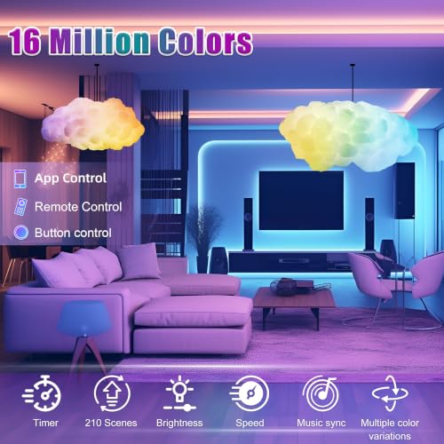 Image of Cloud LED Lights for Bedroom - Aesthetic Mood Light, Music Sync App Control Wall Light, 3D Ceiling Lamp Color Changing Strip Lights, Cool Stuff for Kids Room Decor, Cool lights for Room (New 2 Set)