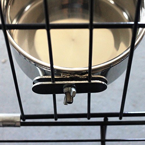 Stainless Steel Food Water Bowl for Pet Bird Crates Cages Coop Dog Cat Parrot Bird Rabbit Pet (Small,10 * 5cm) - Thumbnail 2