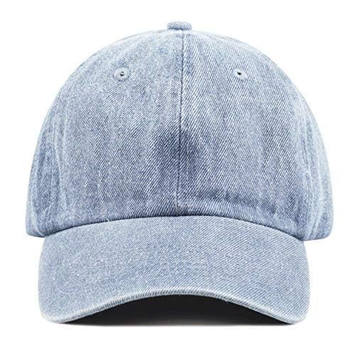 image for The Hat Depot Kids Washed Low Profile Cotton and Denim Plain Baseball 