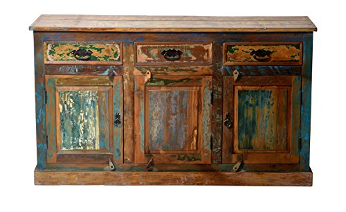 Sit Möbel Riverboat 9103-98 Sideboard, 3 Türen, 3 Schubladen, recyceltes Altholz, bunt lackiert, 140 x 40 x 80 cm Cover